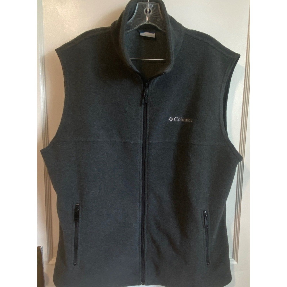 Columbia Mens Steens Mountain Fleece Vest Lg Charcoal Gray Full Zip 1545341-032